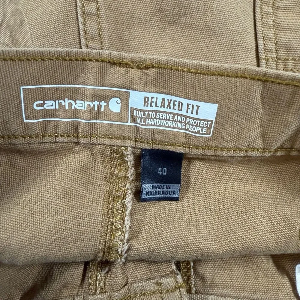 Men's 40 Carhartt Shorts Tan  Rugged Flex Relaxed Fit Canvas Work Model#Bs2514-M